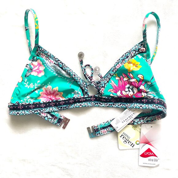 NWT Seafolly Australia Tassel floral recycled nylon bikini swim top 8 - Picture 3 of 16